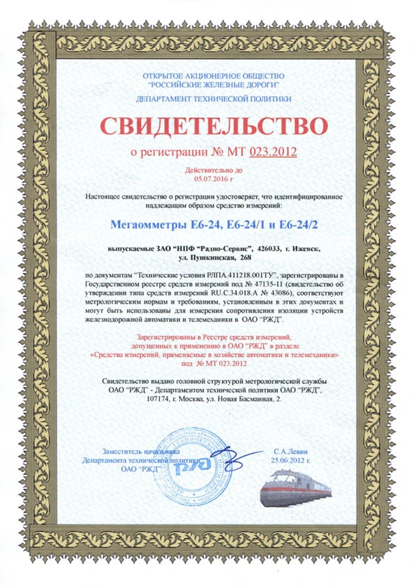 Информация на измерительные приборы - мегаомметр е6-24